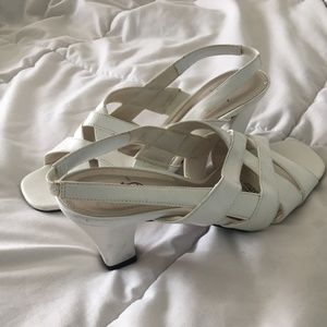 white scrappy heels
